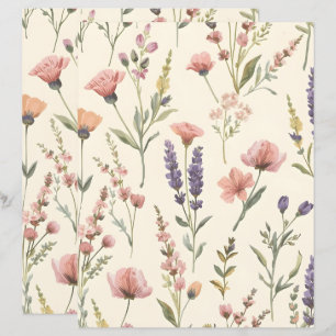 Elegant Wild flower Patterned Scrapbook Paper