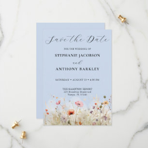 Elegant Wild Flower Save the Date Wedding Card