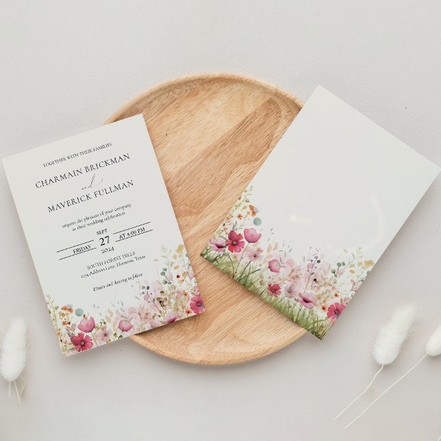 Elegant Wild Flower Wedding Invitation (Creator Uploaded)
