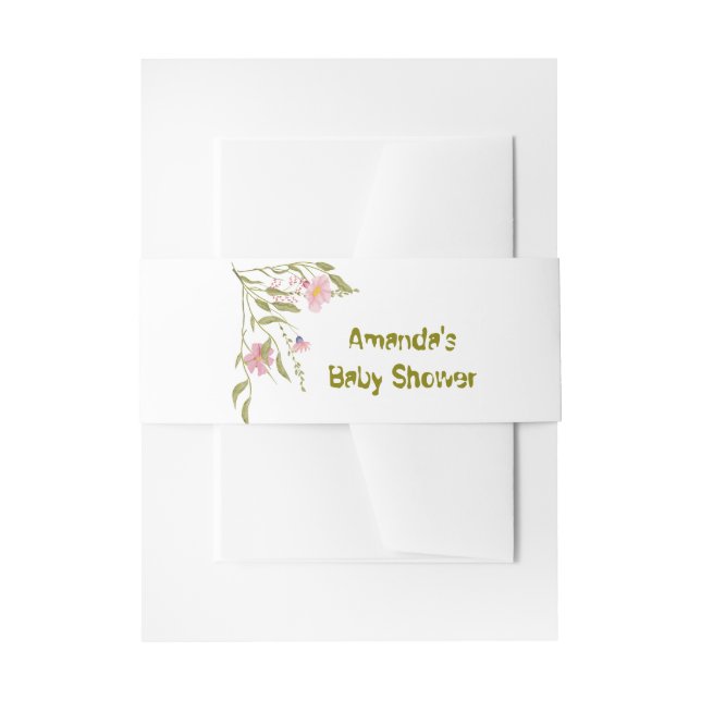 Elegant Wild Flowers Baby Shower Invitation Belly Band (Front Example)