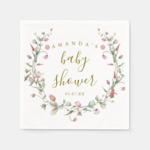 Elegant Wild Flowers Baby Shower Napkin