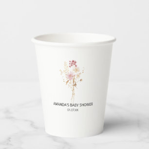 Elegant Wild Flowers Baby Shower Paper Cups