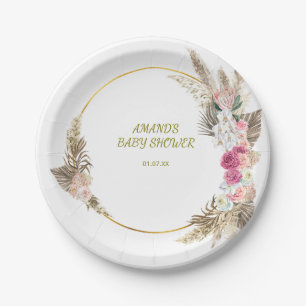 Elegant Wild Flowers Baby Shower Paper Plate