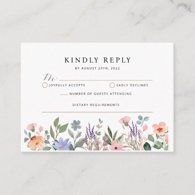Elegant Wild Flowers RSVP Card (Front)