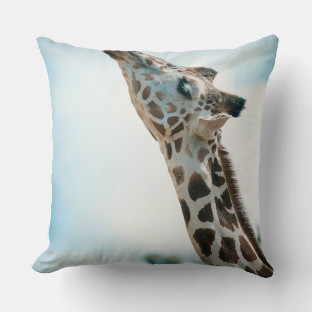Elegant Wild Giraffe Throw Pillow – Safari Animal  (Front)