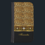 Elegant Wild Leopard Black Gold Jewel Samsung S4 Wallet Case<br><div class="desc">Elegant Wild Leopard Animal Print Black and Gold, faux Jewel. Elegant Classy Phone Mobile Case Girly for Women girl Add Name Initials Glitter (Be advised that image will appear darker on Case) Fabulous product for Women, Girls, Zizzago created this design PLEASE NOTE all flat images! They Do NOT have real...</div>