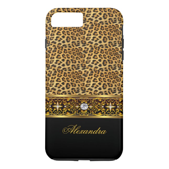 Elegant Wild Leopard Black Gold Jewel Tough Case-Mate iPhone Case (Back)