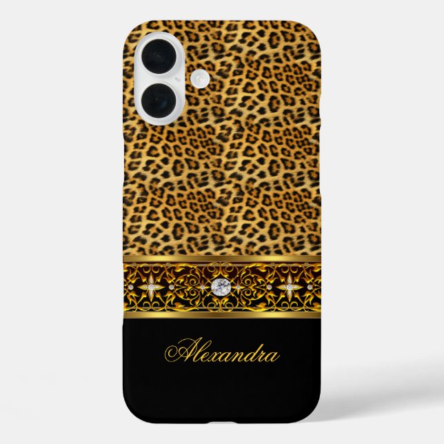 Elegant Wild Leopard Black Gold Jewel Tough Case-Mate iPhone Case (Back)