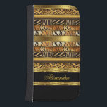 Elegant Wild Mixed Animal Black and Gold Samsung S4 Wallet Case<br><div class="desc">Elegant Wild Mixed Animal, Leopard Tiger Zebra Animal Print Black and Gold, faux Jewel. Elegant Classy Phone Mobile Case Girly for Women girl Add Name Initials Glitter (Be advised that image will appear darker on Case) Fabulous product for Women, Girls, Zizzago created this design PLEASE NOTE all flat images! They...</div>