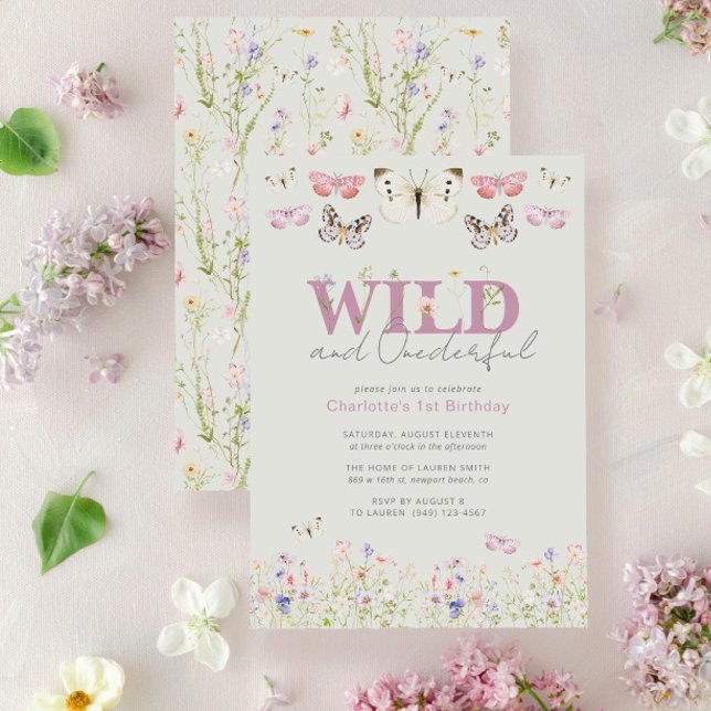 Elegant Wild & Onederful Butterflies 1st Birthday  Invitation (Easily personalize this sweet baby shower invitation with your unique details)