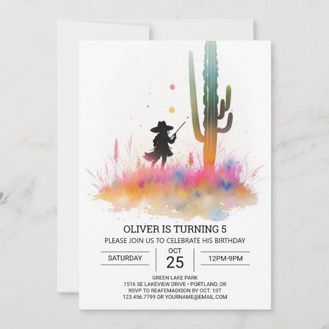 Elegant Wild West Cowboy Birthday Invitation (Front)