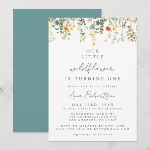 Elegant Wildflower 1st Birthday Invitation