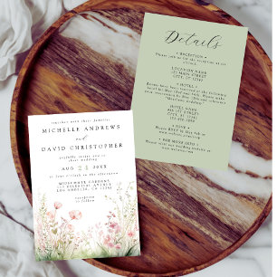 Elegant Wildflower All in One Wedding Invitation