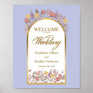 Elegant Wildflower Arch Gold Lavender Dusty Purple Poster