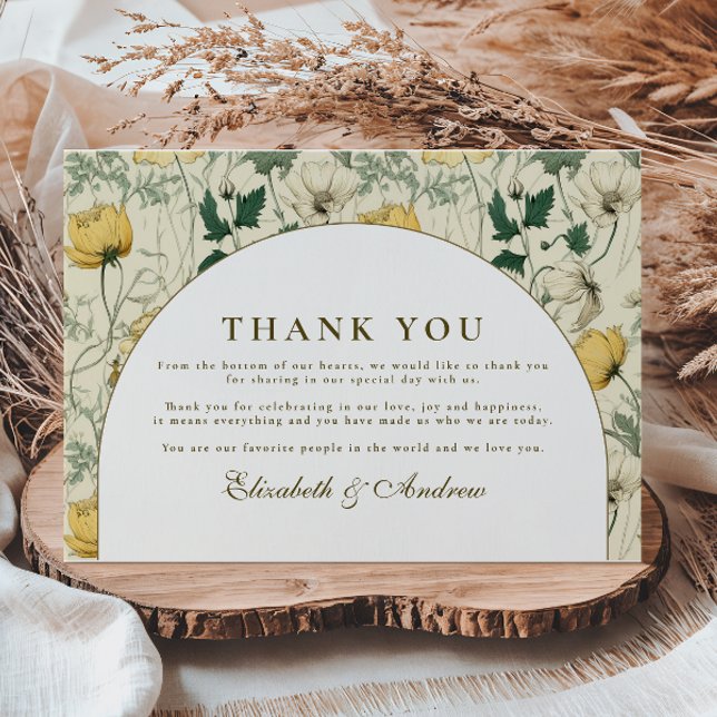 Elegant Wildflower Arch Minimal Wedding Thank You Card (Creator Uploaded)