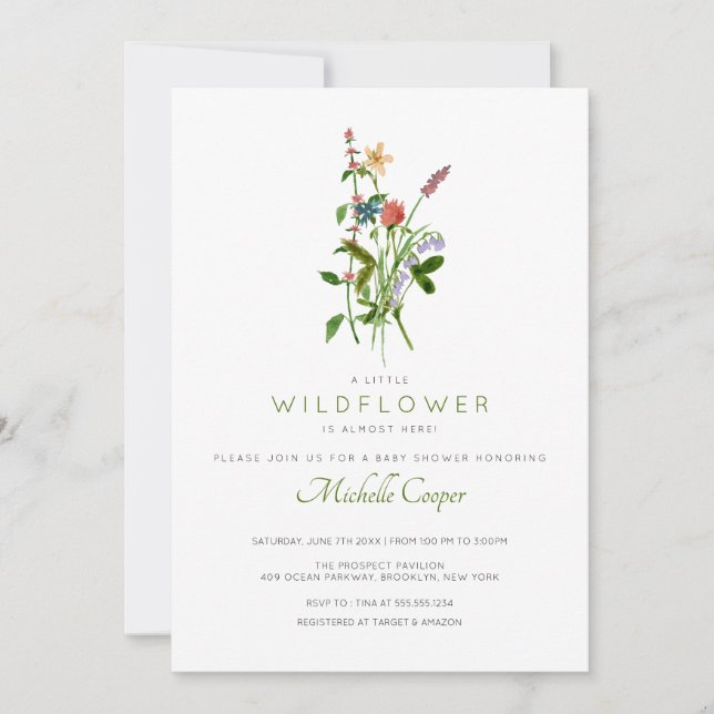 Elegant Wildflower Baby Shower Invitation (Front)
