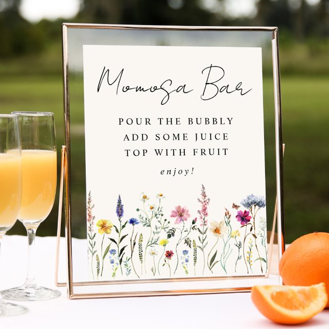 Elegant Wildflower Baby Shower Momosa Bar Sign (Creator Uploaded)