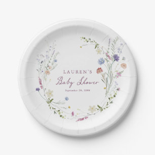 Elegant Wildflower Baby Shower Paper Plates