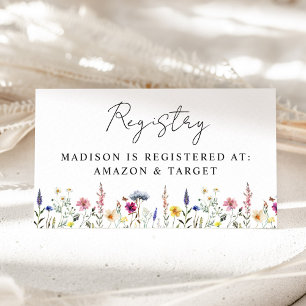 Elegant Wildflower Baby Shower Registry Enclosure Card