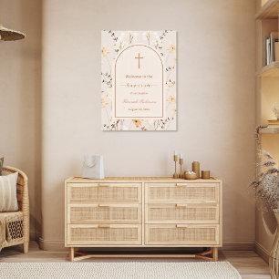 Elegant Wildflower Baptism / Christening Welcome  Poster