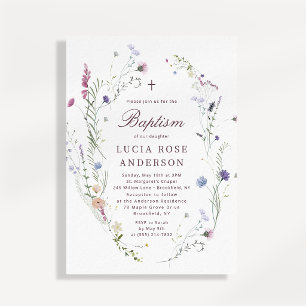 Elegant Wildflower Baptism Invitation
