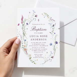 Elegant Wildflower Baptism Invitation