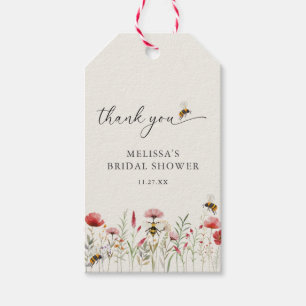 Elegant Wildflower Bee Bridal Shower Favour Gift Tags