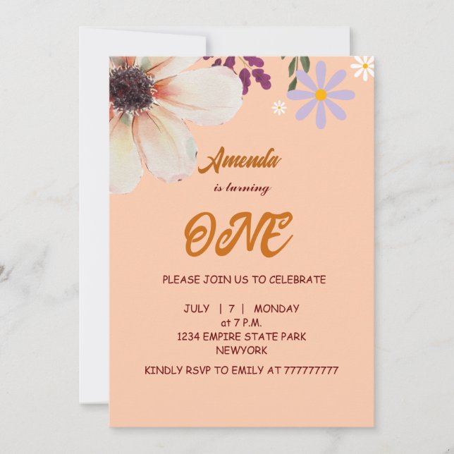 Elegant Wildflower Birthday Invitation (Front)