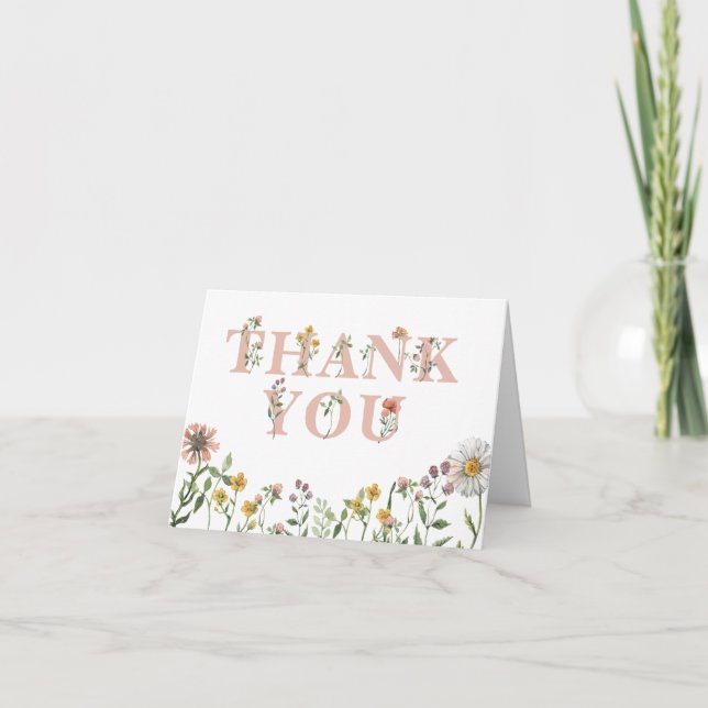 Elegant Wildflower Blank Thank You Card (Front)