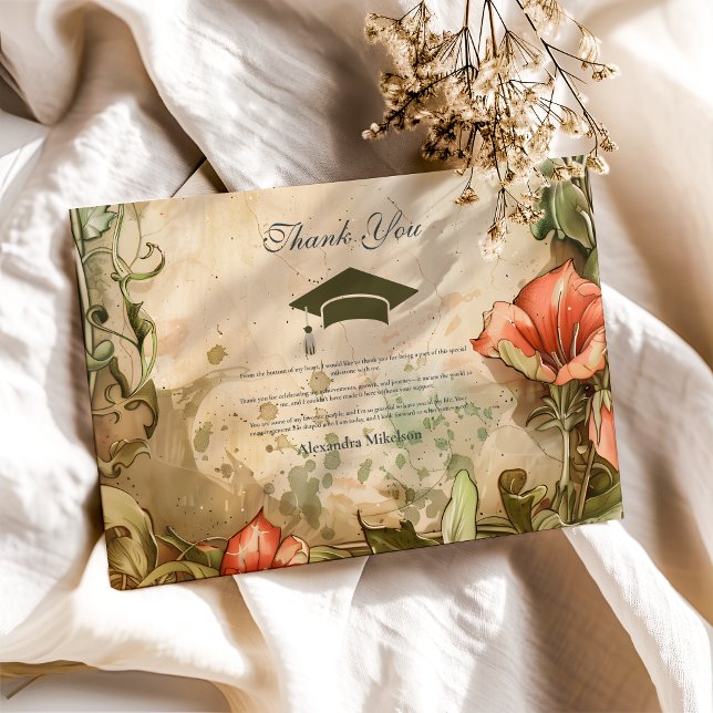 Elegant Wildflower Bloom Graduation Party  Thank You Card (Creator Uploaded)