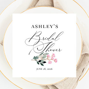 Elegant Wildflower Bloom Watercolor Bridal Shower Napkin