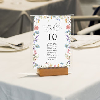 Elegant Wildflower Bloom Wedding Seating Chart Table Number
