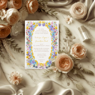 Elegant Wildflower Bloom Yellow Elegance Wedding Invitation