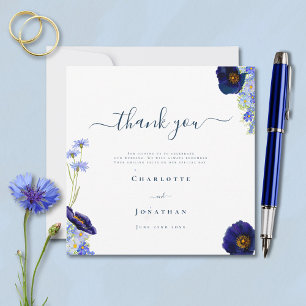 Elegant Wildflower Blue Thank You Card