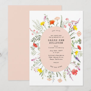 Elegant Wildflower Blush Frame Graduation Invite