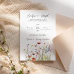 Elegant Wildflower Boho Chic Floral Garden Wedding Invitation<br><div class="desc">An elegant unique simple minimalist wedding template invitation. Which features a black and white simple hand lettered bride's and groom's first names. and editable info with watercolor colourful bright wildflowers meadow . With pastel pink, yellow, blue, lavender and green . Affordable and it is digital electronic e-invitation also . All...</div>