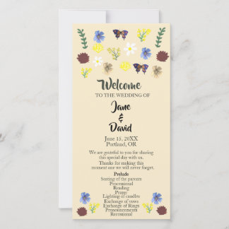 Elegant Wildflower Boho Eggshell Wedding Program