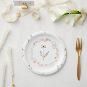 Elegant Wildflower Boho Floral Garden Plate