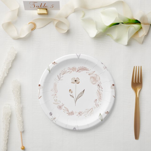 Elegant Wildflower Boho Floral Garden Plate (Wedding)