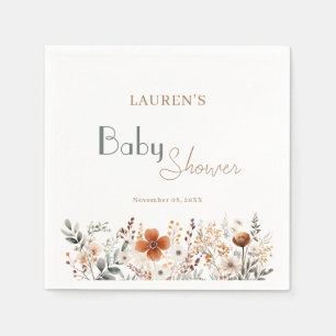 Elegant Wildflower Boho Gender Neutral Baby Shower Napkin