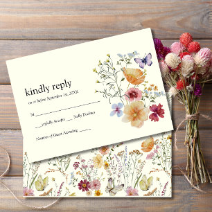 Elegant Wildflower Boho RSVP Card