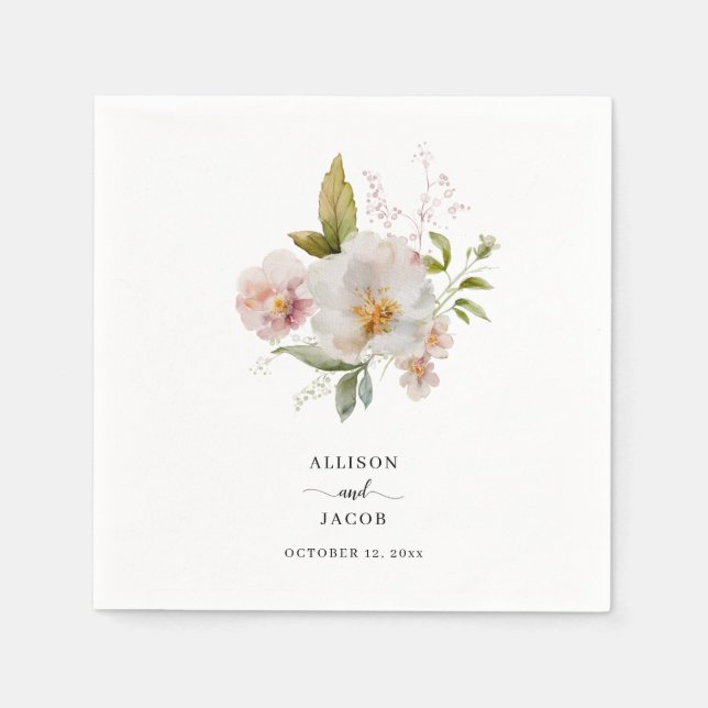 Elegant Wildflower Boho Wedding Napkin (Front)