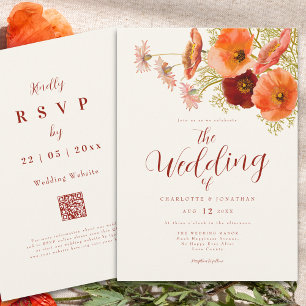 Elegant Wildflower Boho Wedding QR Code Invitation