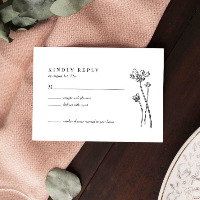 Elegant Wildflower Boho Wedding RSVP Card (Creator Uploaded)