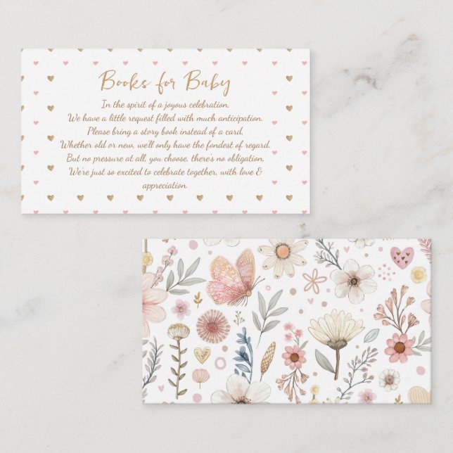 Elegant Wildflower Books For Baby Enclosure Card (Front/Back)