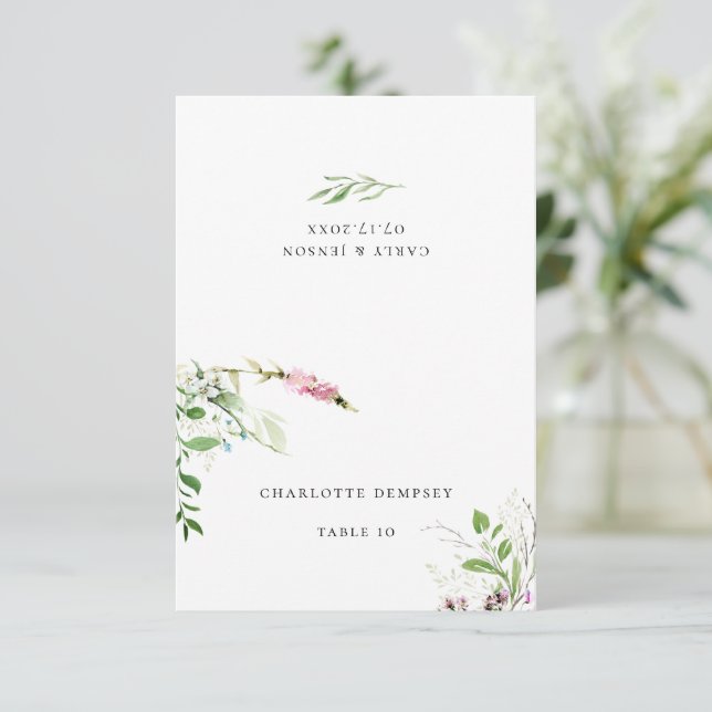 Elegant Wildflower Botanical Floral Wedding Place  Invitation (Standing Front)