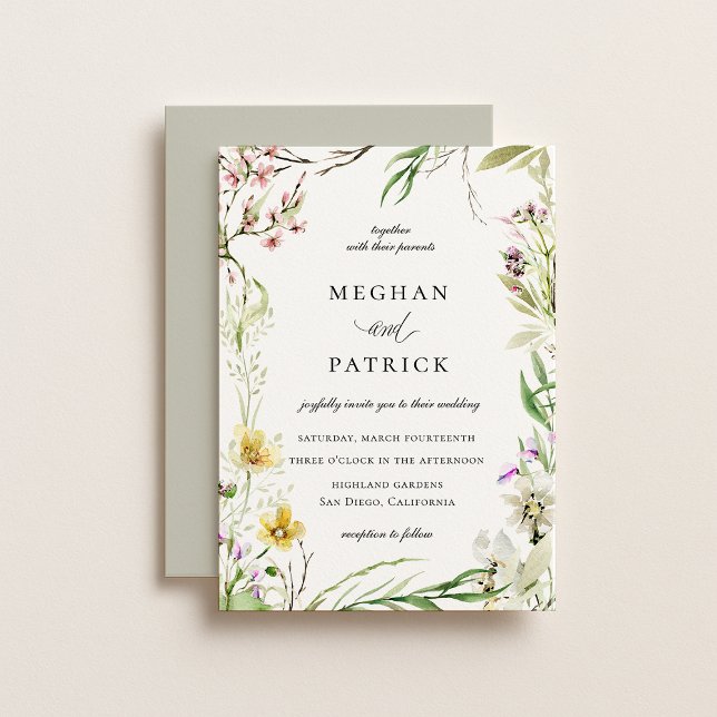 Elegant Wildflower Botanical Frame Wedding Invitation (Creator Uploaded)