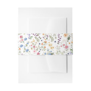 Elegant Wildflower Botanical Garden Pattern Invitation Belly Band
