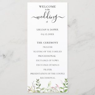 Elegant Wildflower Botanical Wedding Program Programme