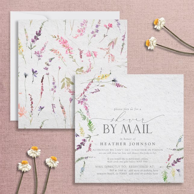 Elegant Wildflower Bridal Script Shower By Mail Invitation (Creator Uploaded)
